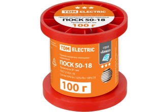 Припой ПОСК 50-18, проволока, ГОСТ 21931-76, Ø1 мм, 100 г, катушка, инд. упак., "Алмаз" TDM