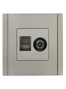 FORTE&PIANO Розетка двойная TV+RJ45 кат.5E FP536 сталь IEK