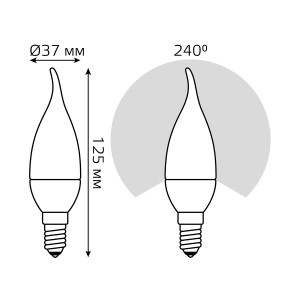 Лампа Gauss Elementary Свеча на ветру 6W 420lm 3000K Е14 LED 1/10/50