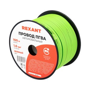 Провод ПГВА 1х1,00мм², зеленый, бухта 100м REXANT